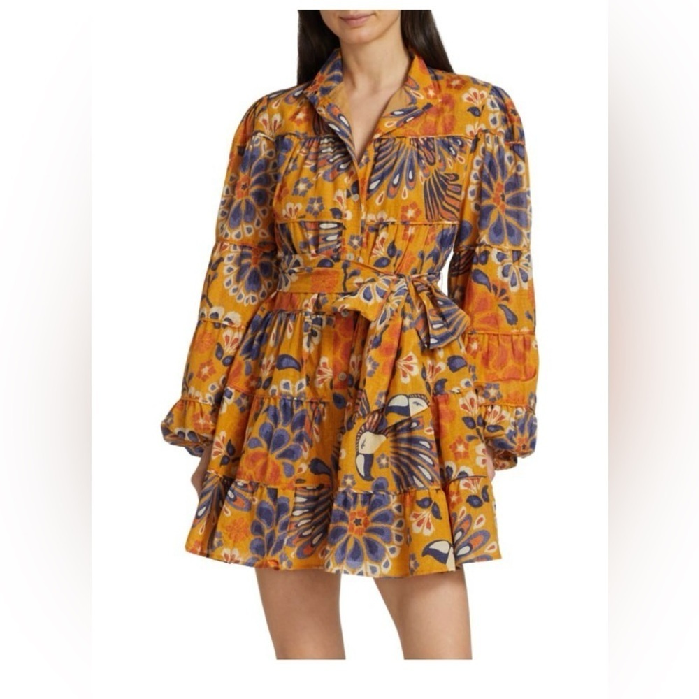 🥰NWT FARM RIO Pineapple Flowers Yellow Mini Dress size XL